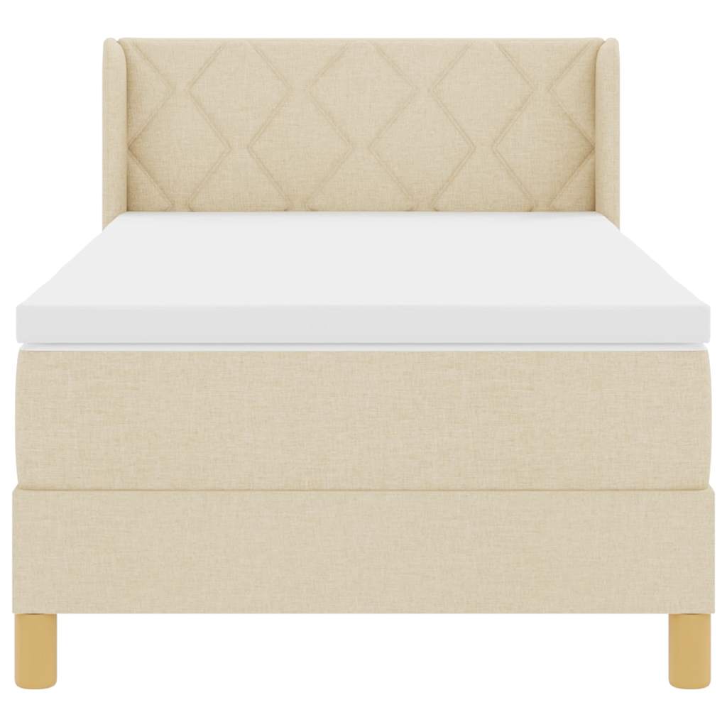 Lit à Ressorts avec matelas Crème 100 x 200 cm tissu - XIOS