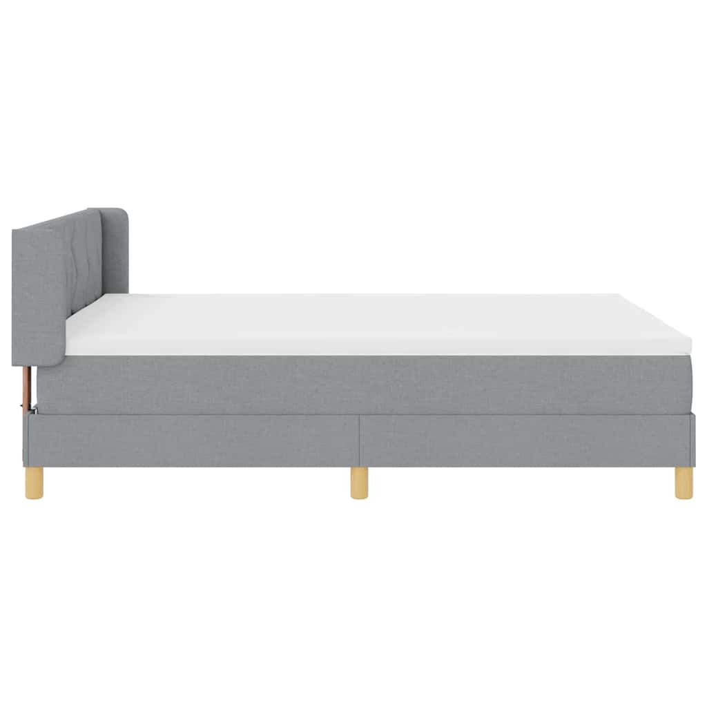 Lit à ressorts avec tête de lit Gris clair 190 x 140 cm tissu