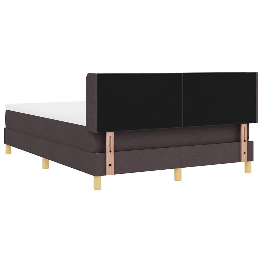 Lit à ressorts avec tête de lit Marron foncé 190 x 140 cm tissu