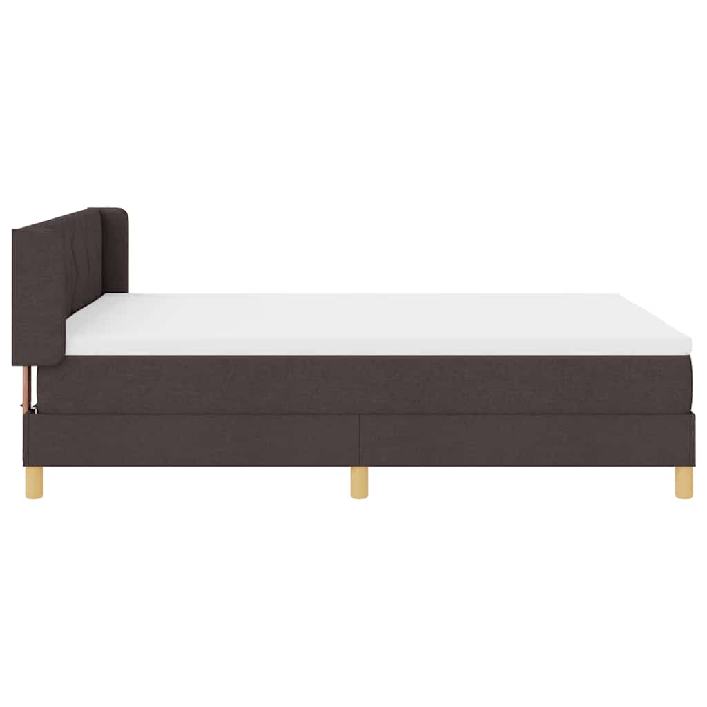 Lit à ressorts avec tête de lit Marron foncé 190 x 140 cm tissu