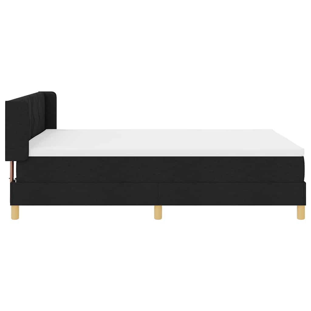 Lit à ressorts avec tête de lit Noir 200 x 140 cm tissu