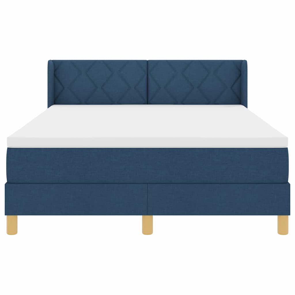 Lit à ressorts avec coussin Bleu 200 x 140 cm tissu