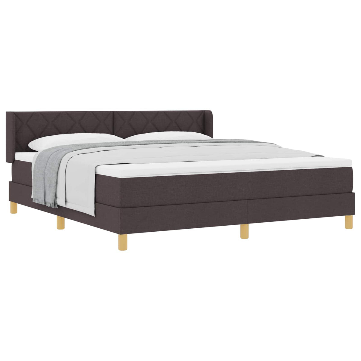 Lit à ressorts avec tête de lit Marron foncé 200 x 180 cm tissu