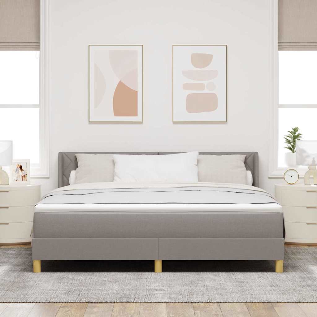 Lit à ressorts avec tête de lit Taupe 200 x 180 cm tissu