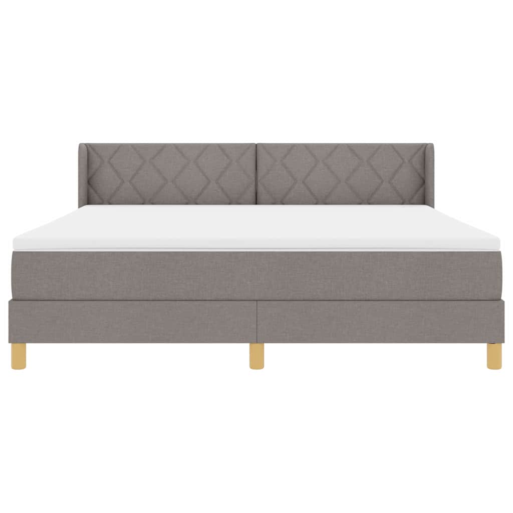 Lit à ressorts avec tête de lit Taupe 200 x 180 cm tissu