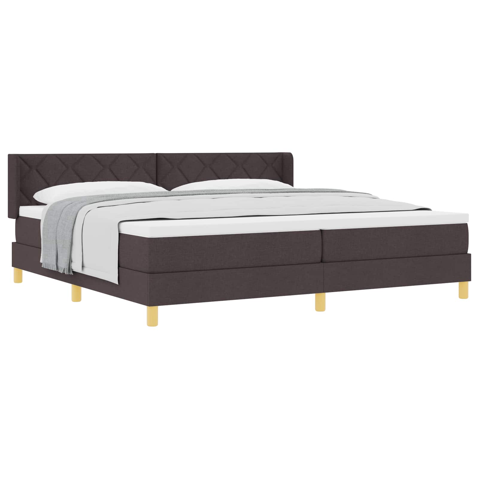 Lit à ressorts avec tête de lit Marron foncé 200 x 200 cm tissu