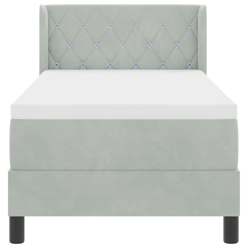 Lit à ressorts avec matelas noir 100x200 cm en velours - XIOS