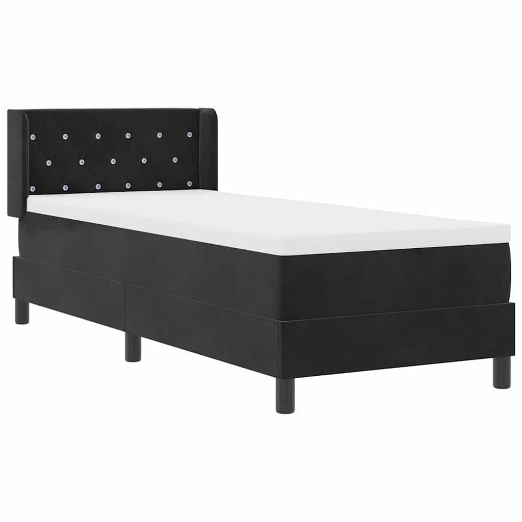 Lit à ressorts avec tête de lit Noir 200 x 80 cm Velours - XIOS