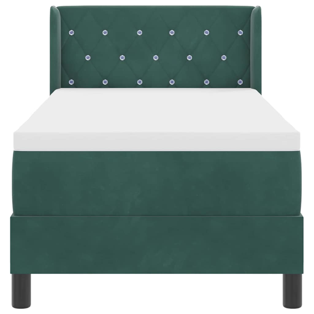 Lit à ressorts avec tête de lit Vert foncé 200 x 80 cm Velours