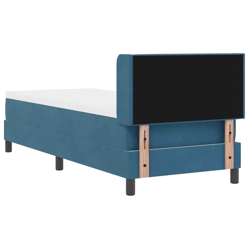 Lit à ressorts avec tête de lit Bleu foncé 200 x 80 cm Velours