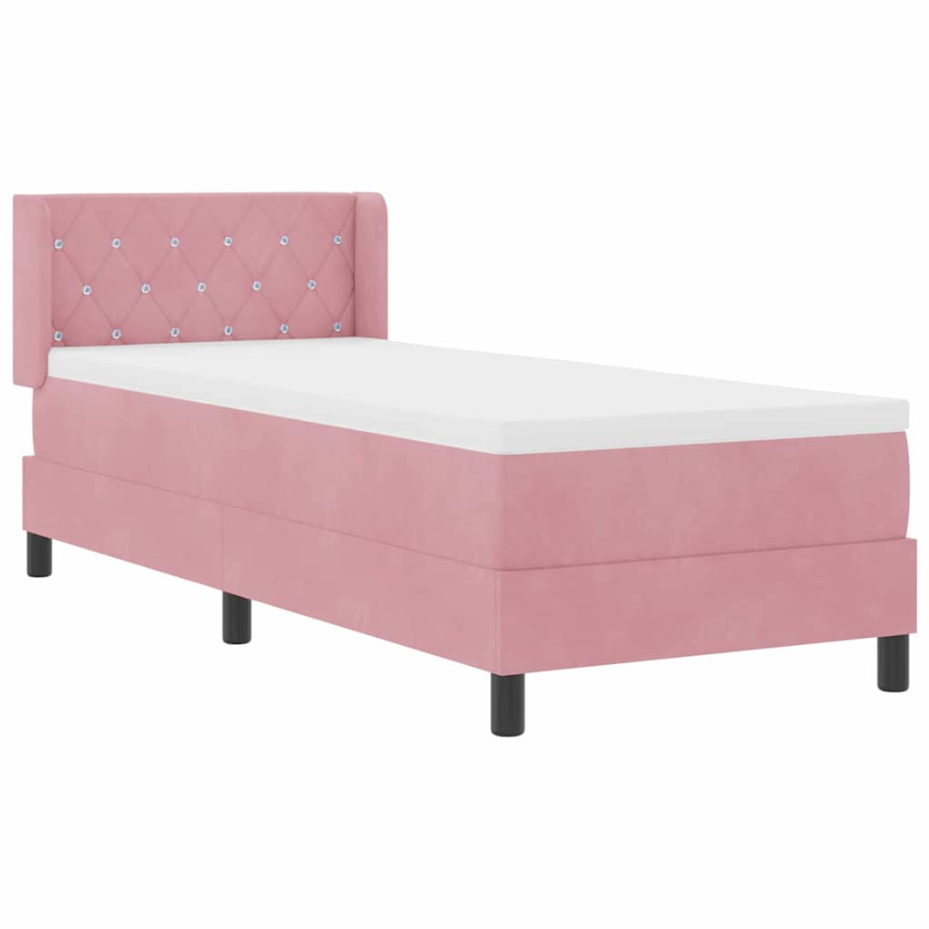 Lit à ressorts avec tête de lit Rose 200 x 80 cm Velours - XIOS