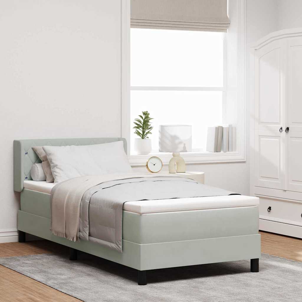 Lit à ressorts avec matelas Gris clair 200 x 90 cm Polyester - XIOS