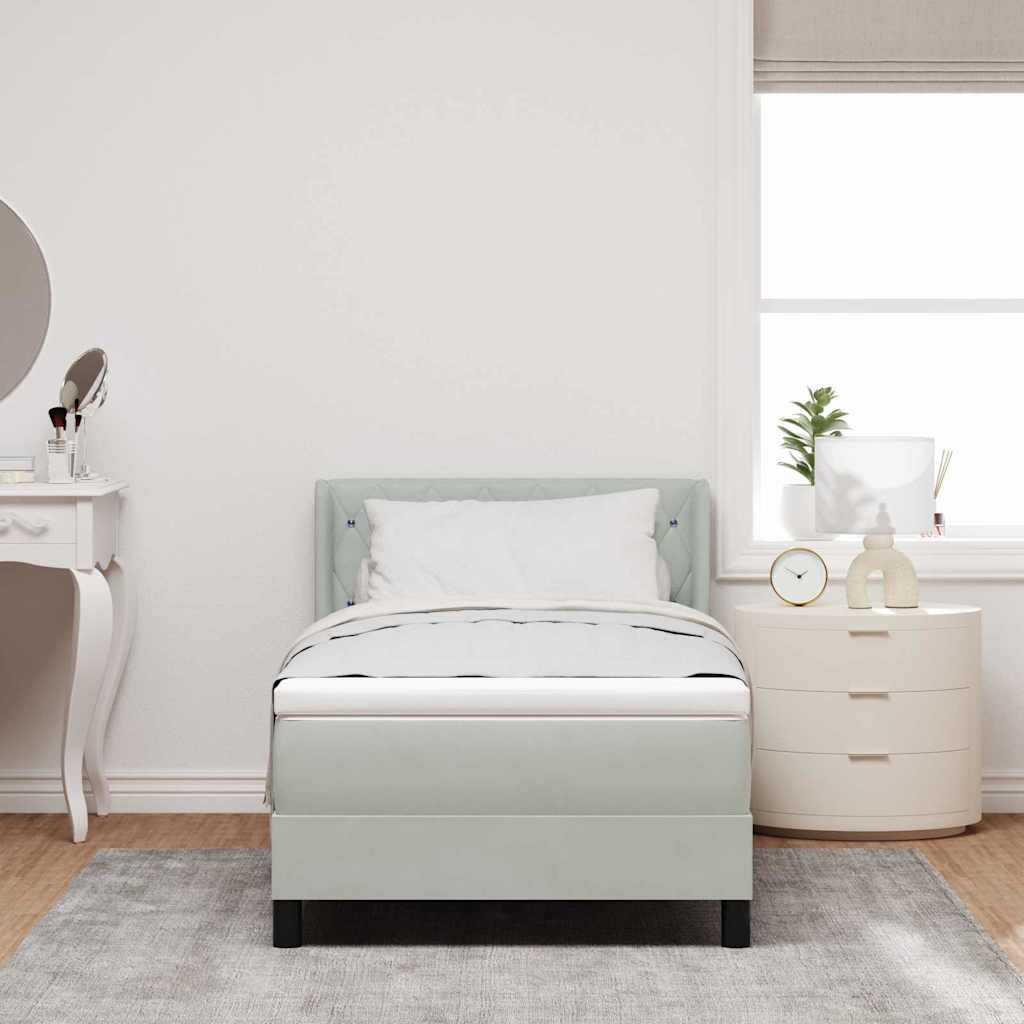 Lit à ressorts avec matelas Gris clair 200 x 90 cm Polyester - XIOS