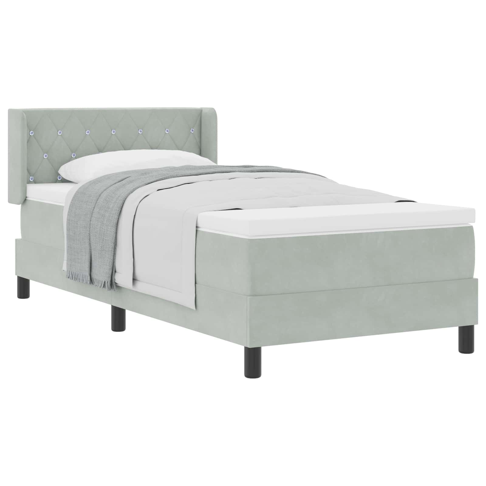 Lit à ressorts avec matelas Gris clair 200 x 90 cm Polyester - XIOS