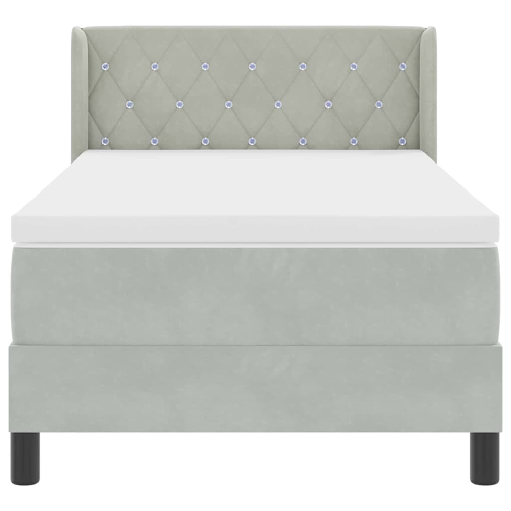 Lit à ressorts avec matelas Gris clair 200 x 90 cm Polyester - XIOS