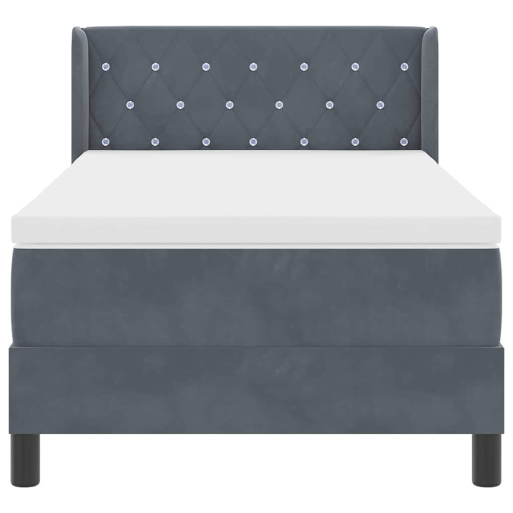Lit à ressorts avec tête de lit Gris foncé 200 x 90 cm Velours - XIOS