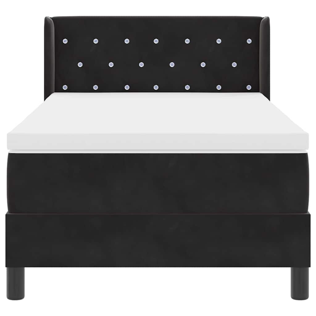 Lit à ressorts avec tête de lit Noir 200 x 90 cm Velours - XIOS Store SNC