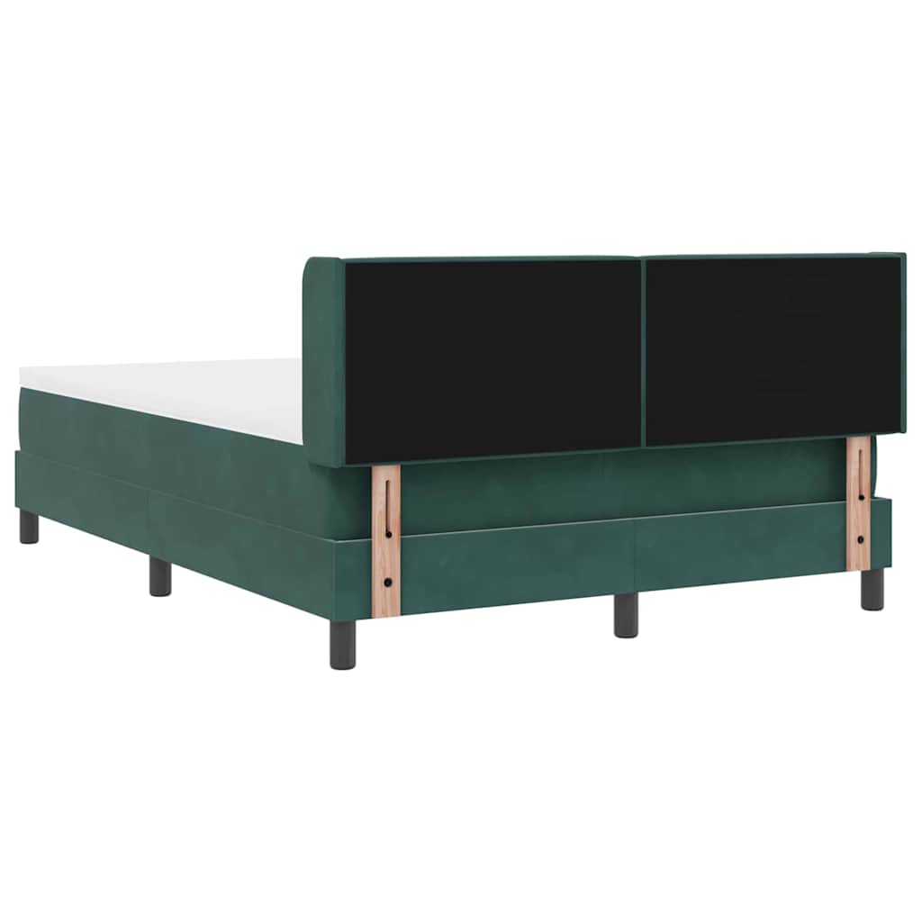 Lit à ressorts avec tête de lit Vert foncé 190 x 140 cm Velours - XIOS
