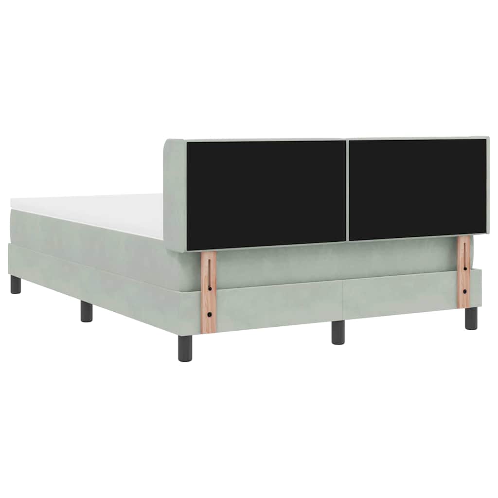 Lit à ressorts avec tête de lit Gris clair 200 x 140 cm Velours