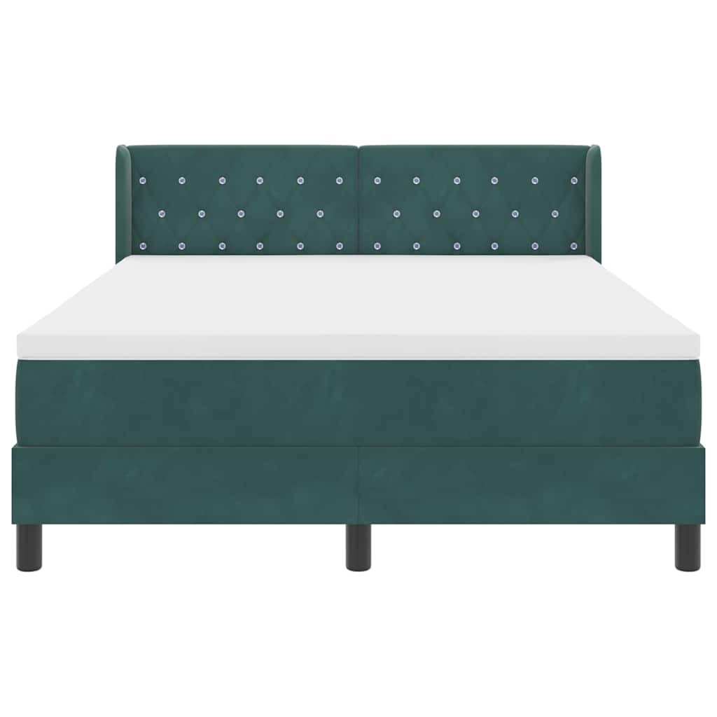 Lit à ressorts avec tête de lit Vert foncé 200 x 140 cm Velours - XIOS
