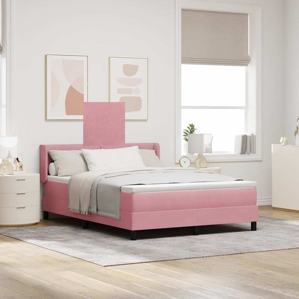Lit à ressorts avec tête de lit Rose 200 x 140 cm Velours