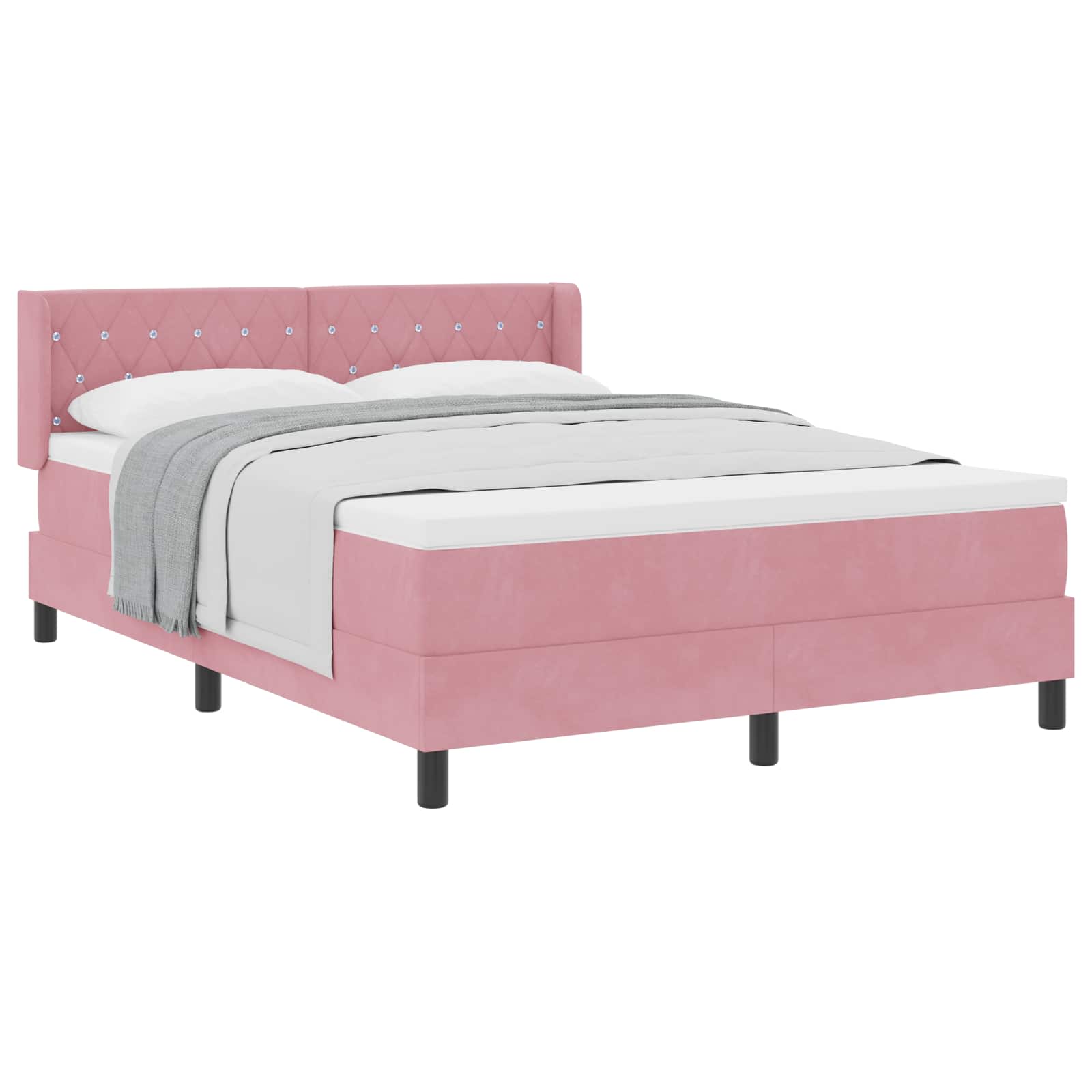 Lit à ressorts avec matelas Rose 200 x 140 cm Polyester - XIOS