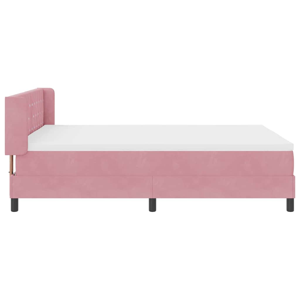 Lit à ressorts avec tête de lit Rose 200 x 140 cm Velours
