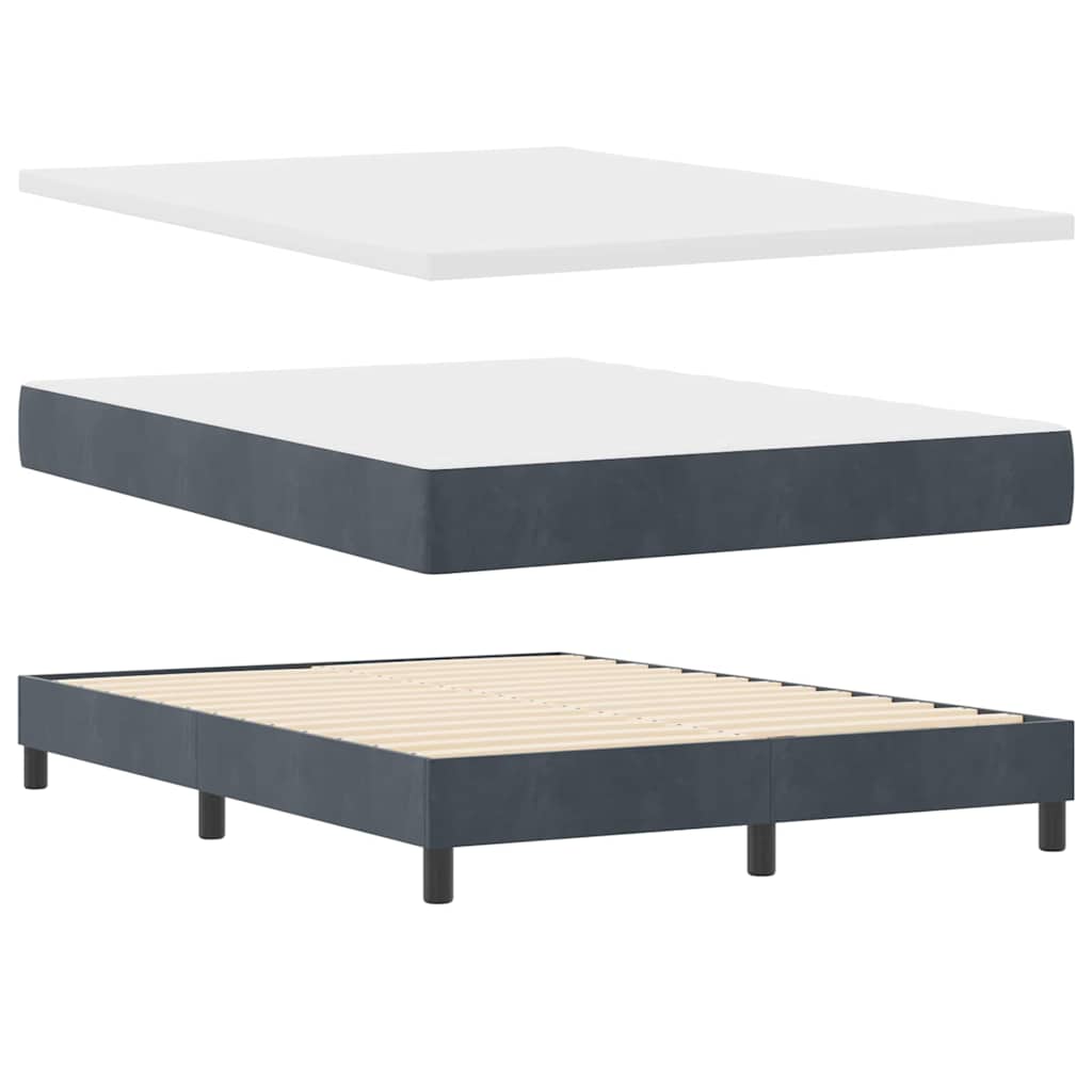 Lit à ressorts avec matelas Gris foncé 200 x 160 cm Polyester - XIOS