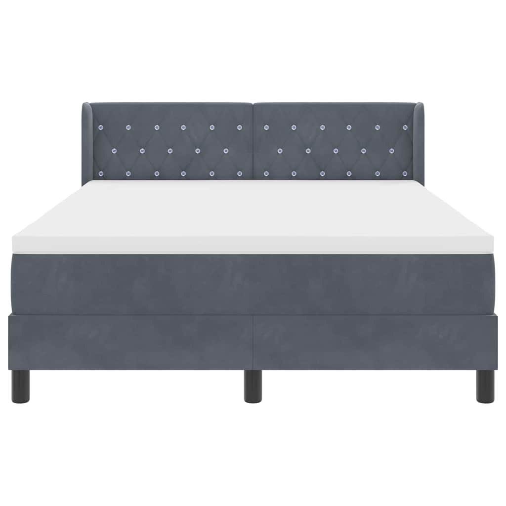 Lit à ressorts avec matelas Gris foncé 200 x 160 cm Polyester - XIOS