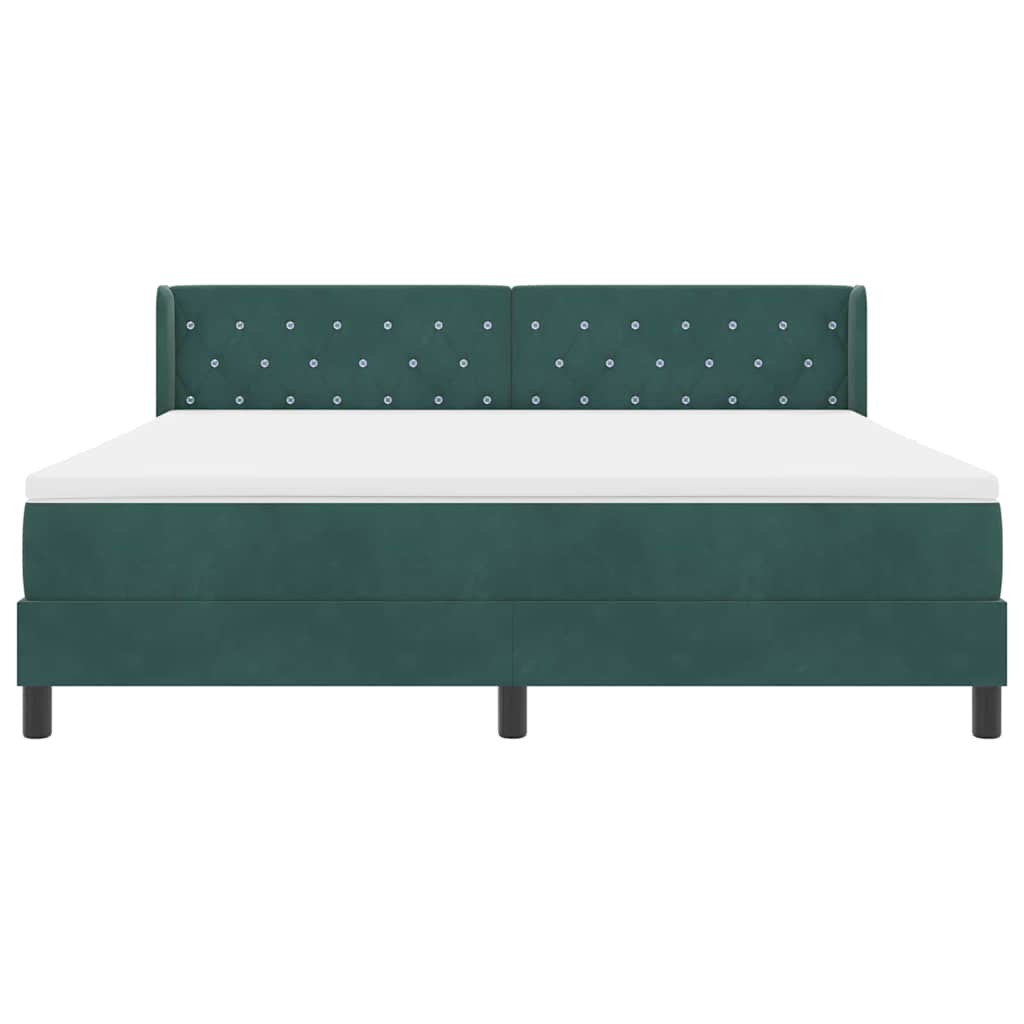 Lit à ressorts avec tête de lit Vert foncé 200 x 180 cm Velours