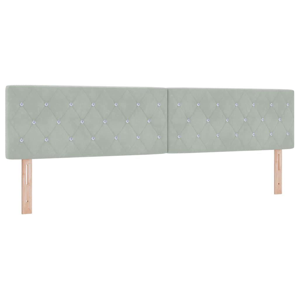 Lit à ressorts avec tête de lit Gris clair 200 x 200 cm Velours