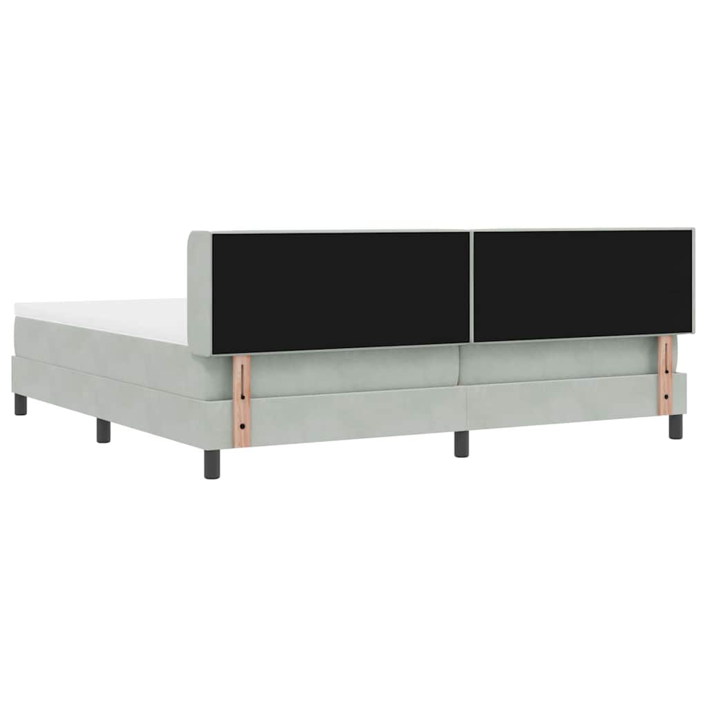 Lit à ressorts avec tête de lit Gris clair 200 x 200 cm Velours
