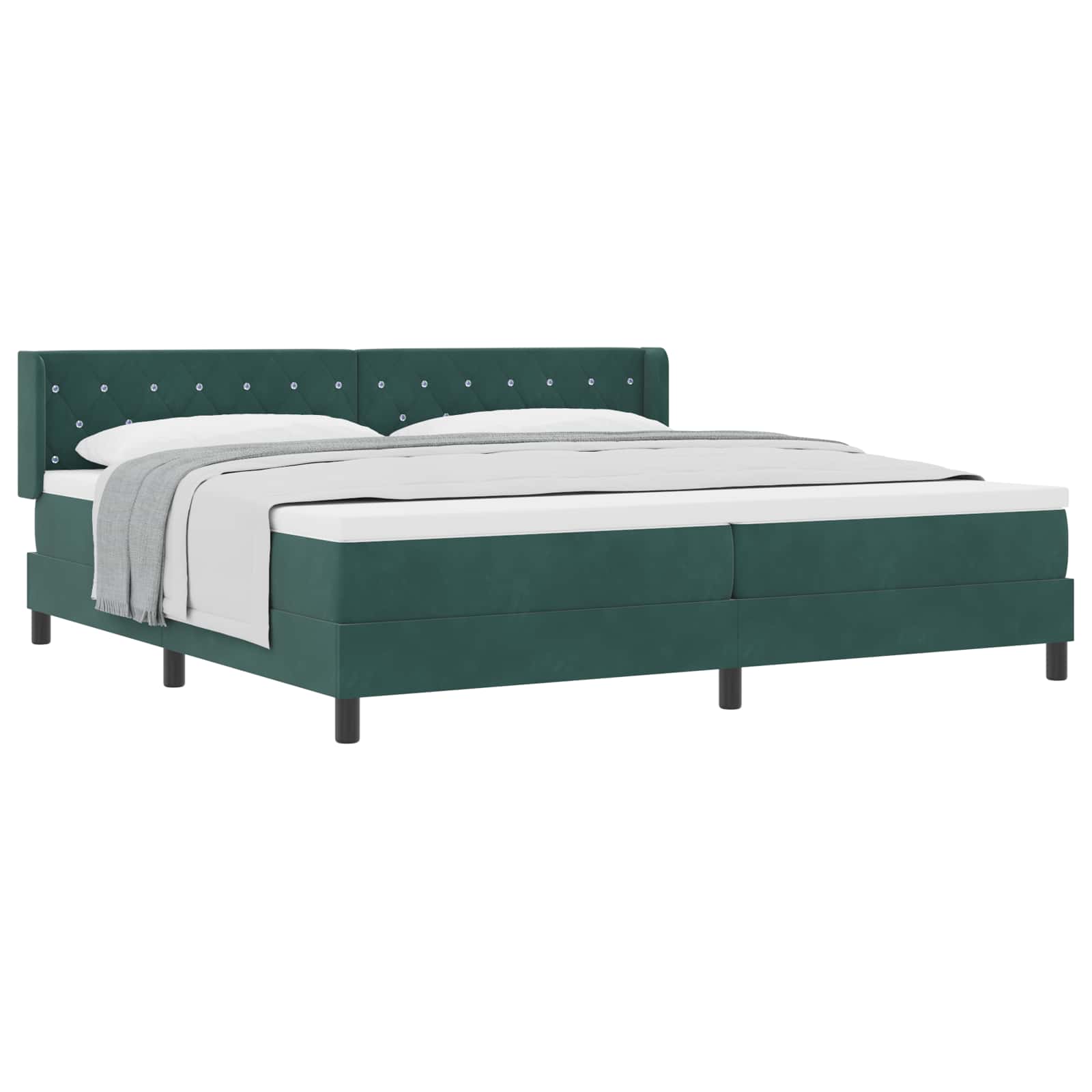 Lit à ressorts avec matelas Vert foncé 200 x 200 cm Polyester - XIOS