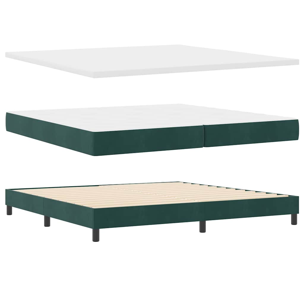 Lit à ressorts avec matelas Vert foncé 200 x 200 cm Polyester - XIOS