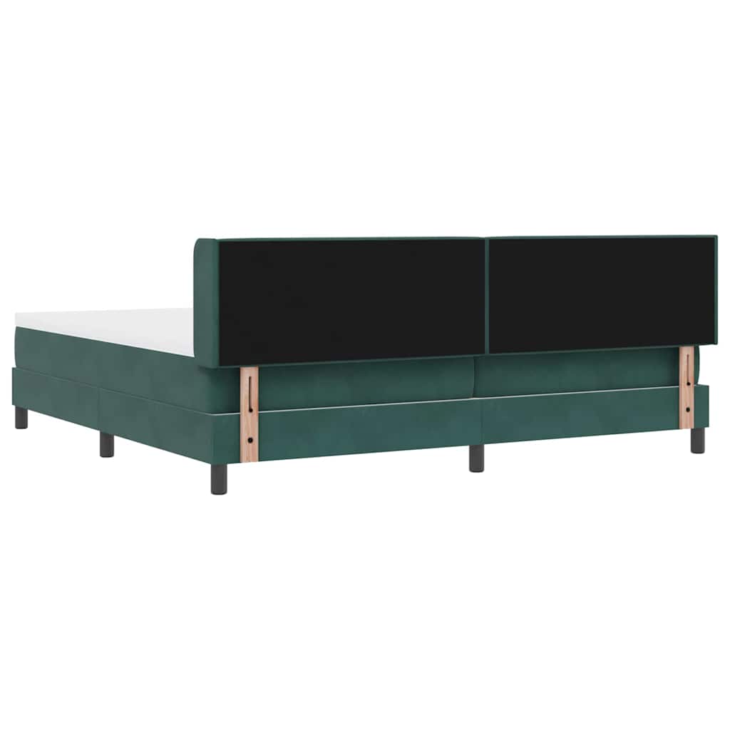 Lit à ressorts avec matelas Vert foncé 200 x 200 cm Polyester - XIOS
