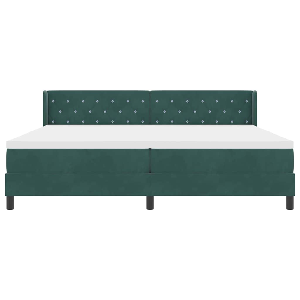 Lit à ressorts avec matelas Vert foncé 200 x 200 cm Polyester - XIOS