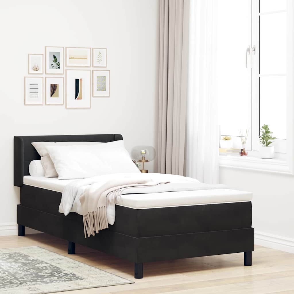 Lit à ressorts avec matelas noir 100x200 cm en velours Noir - XIOS