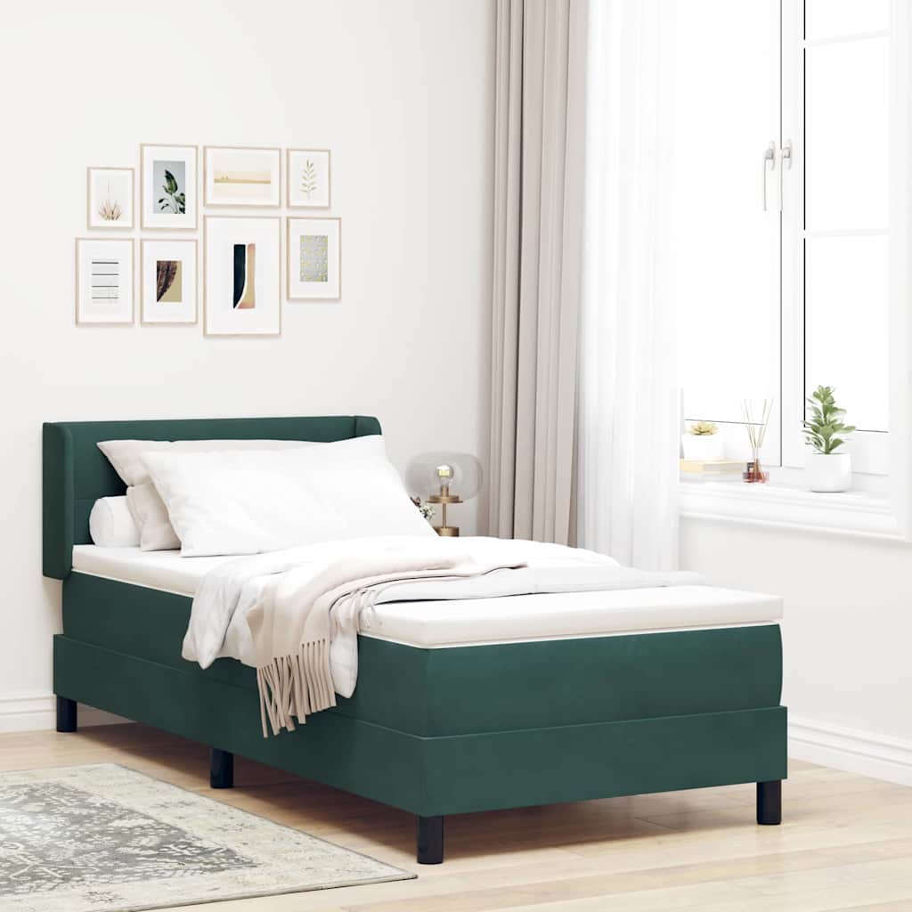 Lit à ressorts avec tête de lit Vert foncé 200 x 80 cm Velours - XIOS