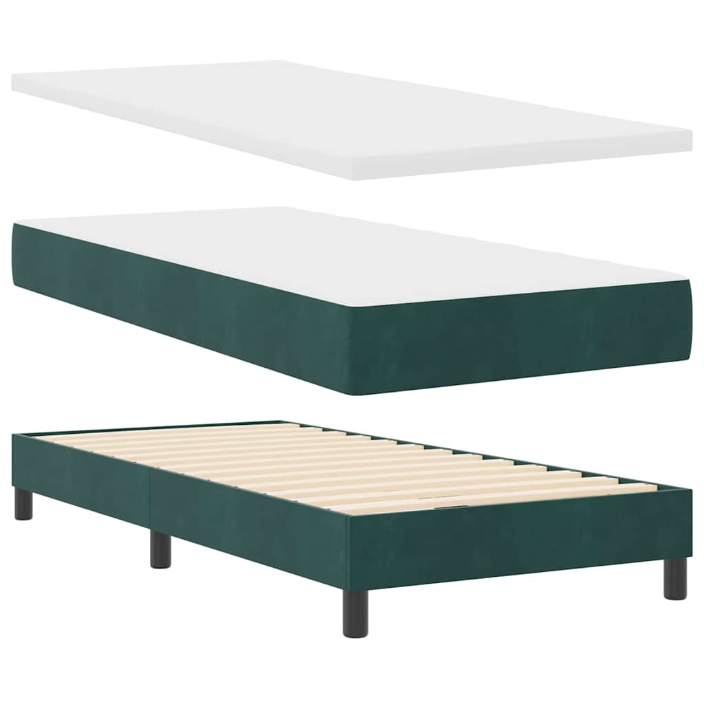 Lit à ressorts avec matelas Vert foncé 200 x 80 cm Polyester