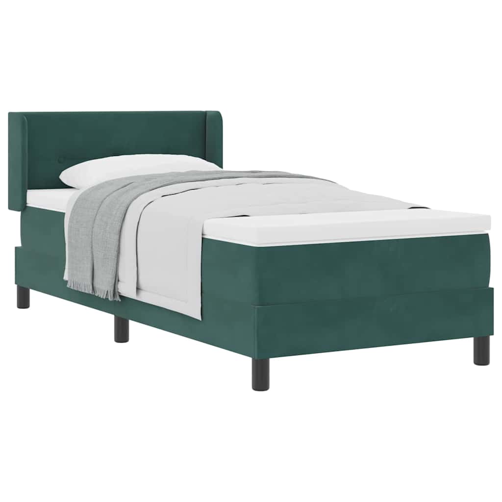 Lit à ressorts avec matelas Vert foncé 200 x 80 cm Polyester - XIOS
