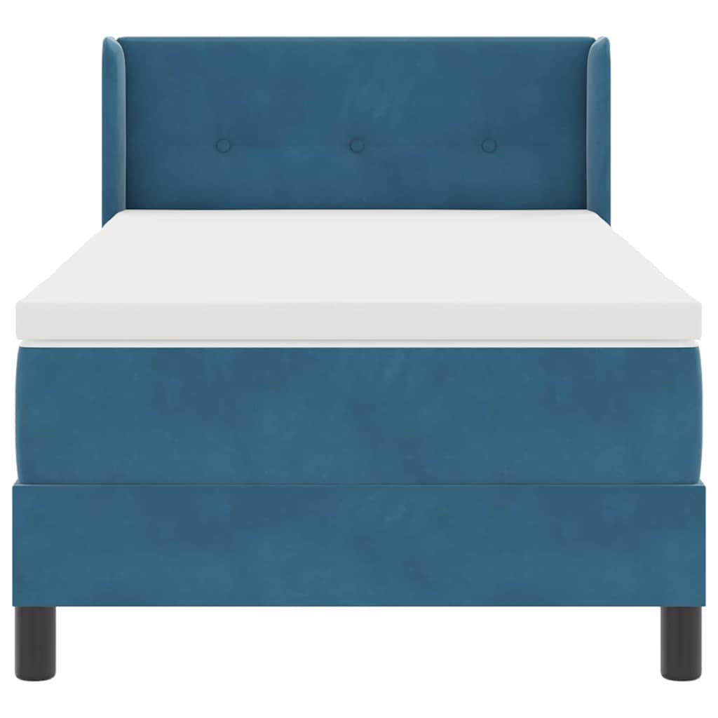 Lit à ressorts avec tête de lit Bleu foncé 200 x 80 cm Velours