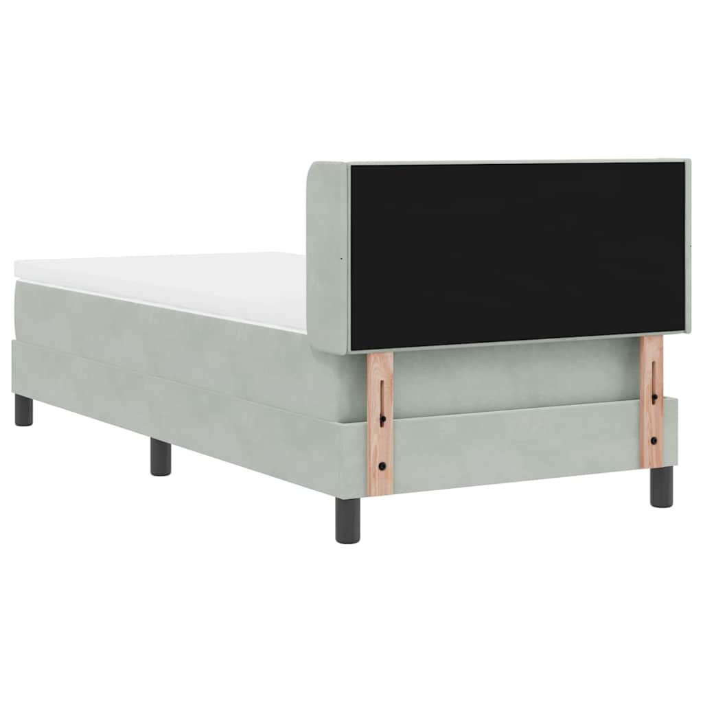 Lit à ressorts avec tête de lit Gris clair 190 x 90 cm Velours - XIOS