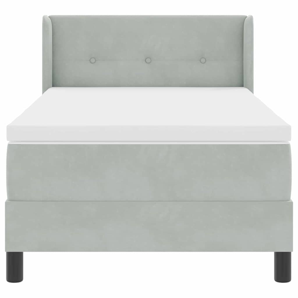 Lit à ressorts avec tête de lit Gris clair 190 x 90 cm Velours - XIOS