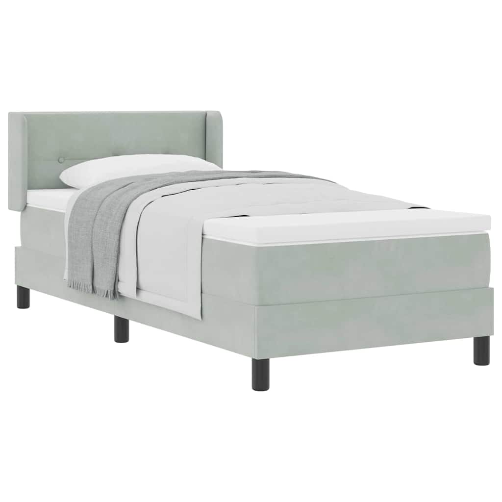 Lit à ressorts avec matelas Gris clair 190 x 90 cm Polyester - XIOS