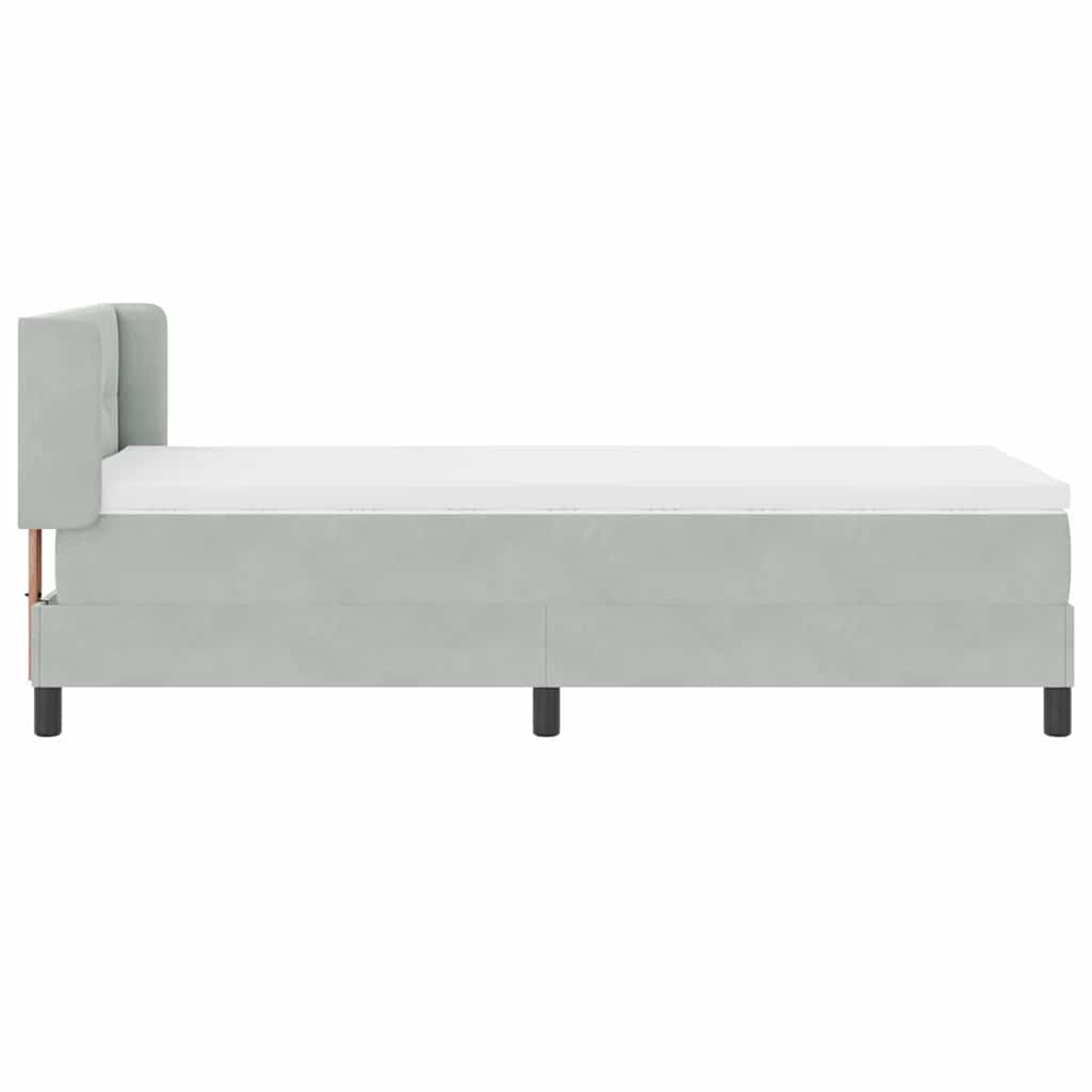Lit à ressorts avec tête de lit Gris clair 190 x 90 cm Velours - XIOS