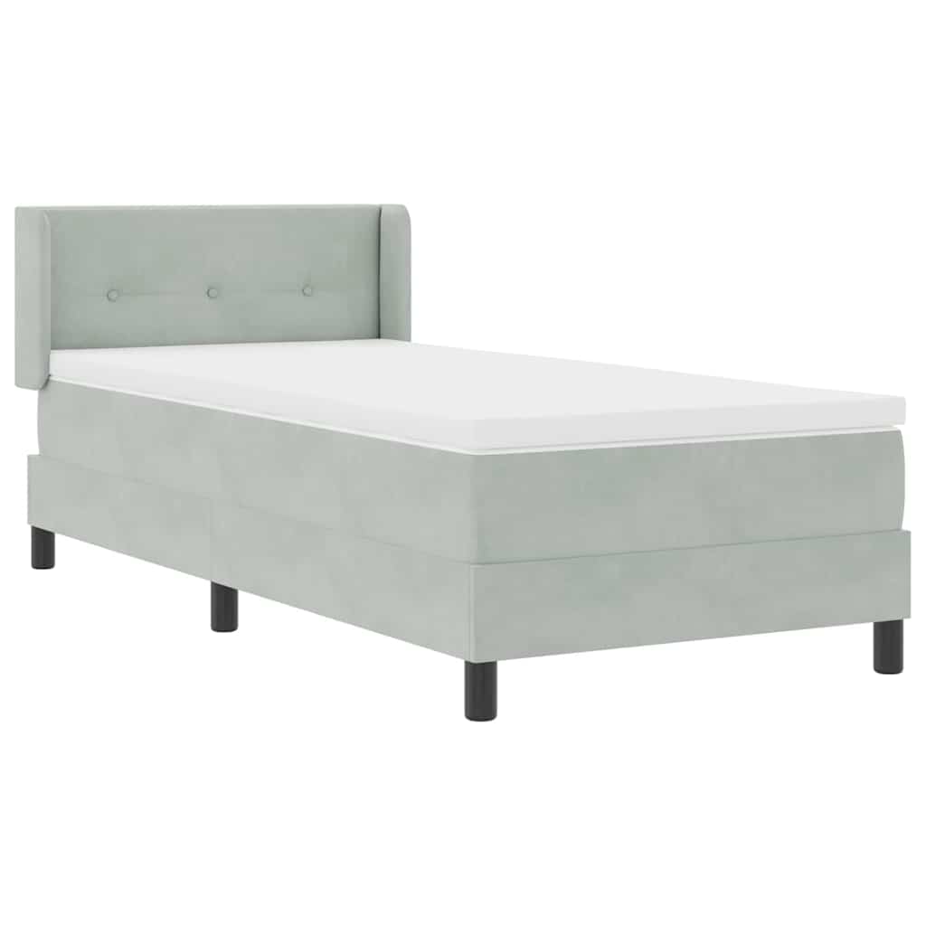 Lit à ressorts avec matelas Gris clair 200 x 90 cm Polyester - XIOS