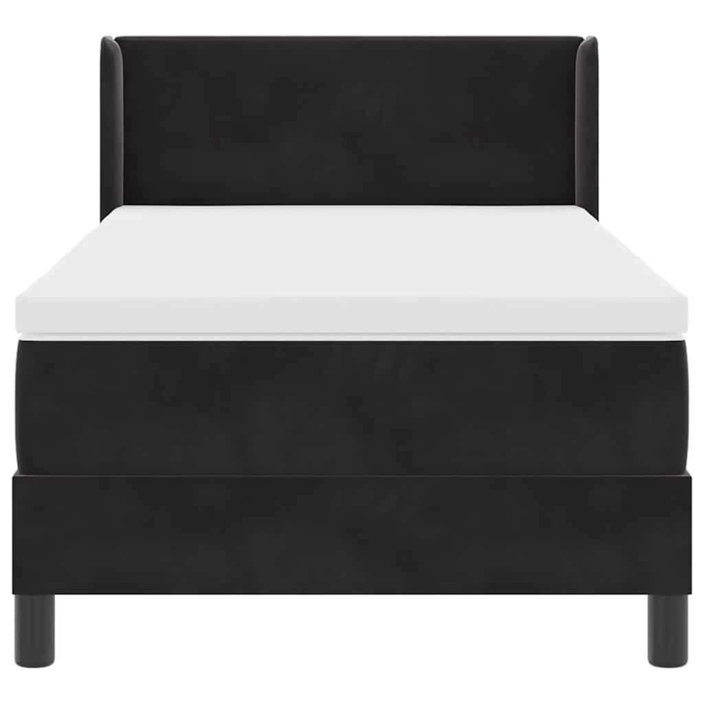 Lit à ressorts avec tête de lit Noir 200 x 90 cm Velours - XIOS Store SNC