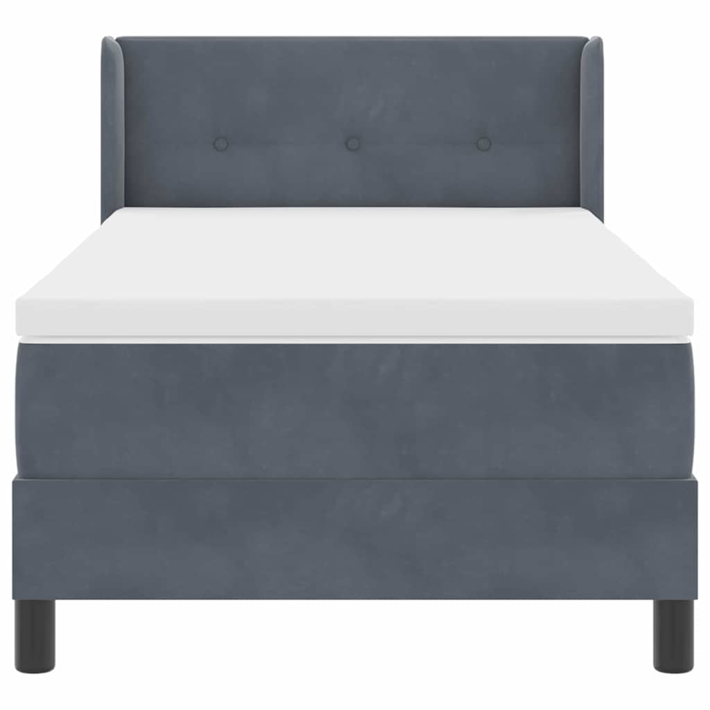 Lit à ressorts avec tête de lit Gris foncé 200 x 100 cm Velours - XIOS
