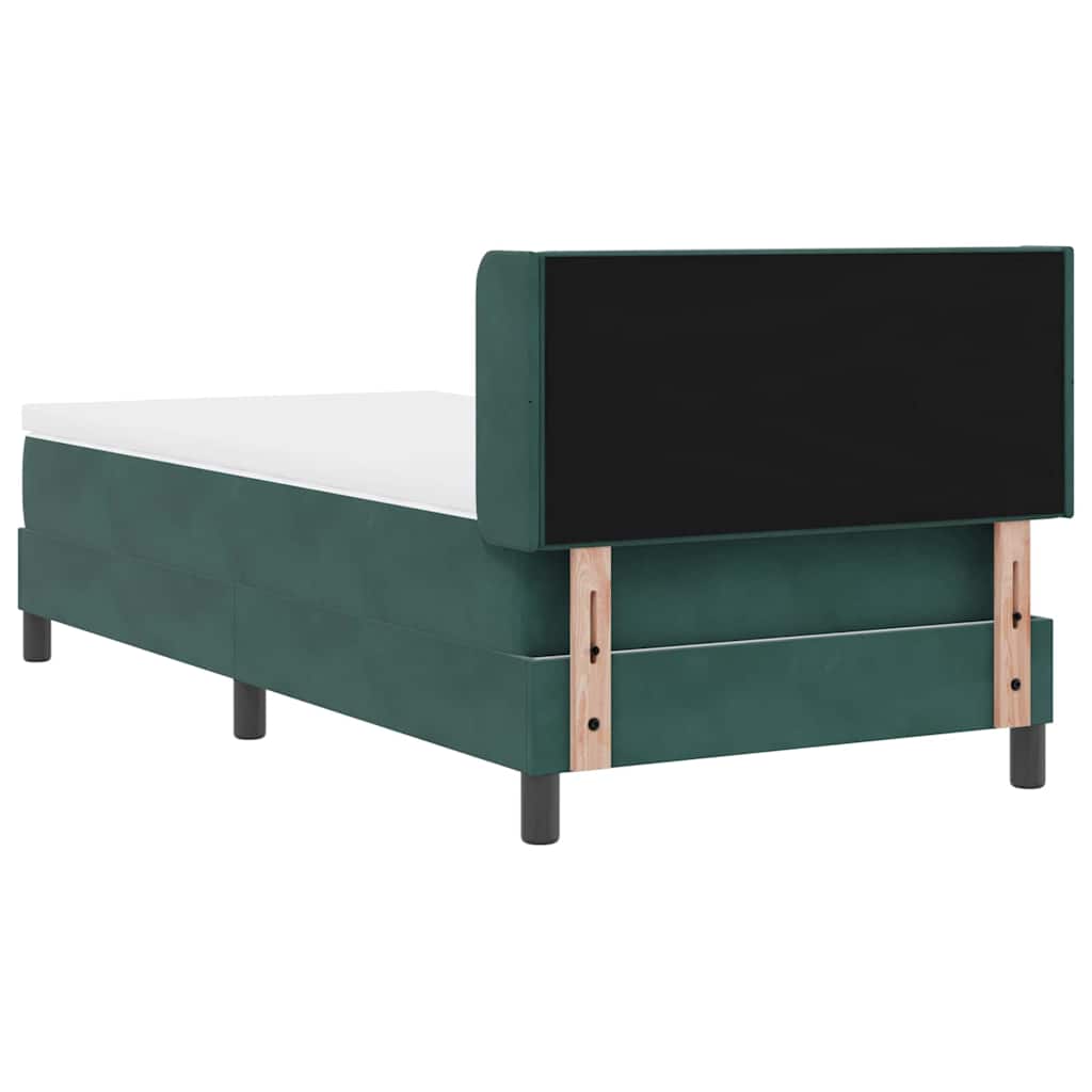 Lit à ressorts avec tête de lit Vert foncé 200 x 100 cm Velours