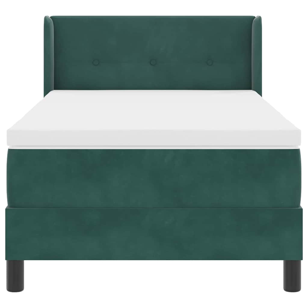 Lit à ressorts avec tête de lit Vert foncé 200 x 100 cm Velours